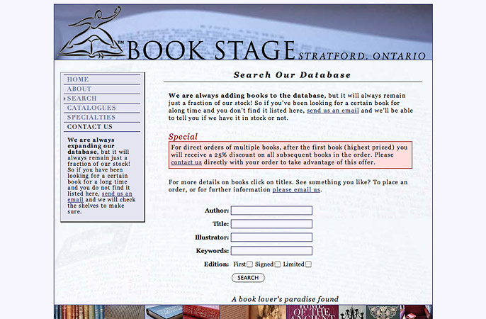 Bookstage.com search interface