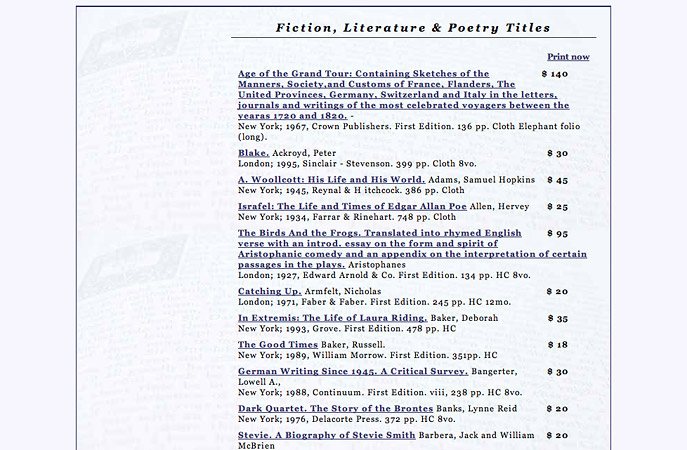 Bookstage.com catalogue feature