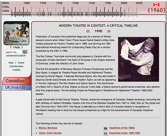 A screen capture of Modern Theatre in Context